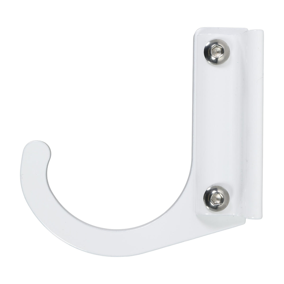 White wall-mounted coat hook.