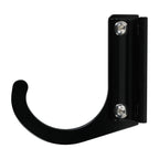 Black wall-mounted coat hook.
