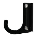 Black wall-mounted coat hook with screws