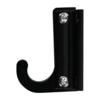 Black wall-mounted metal hook.