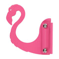 Pink flamingo-shaped wall hook.