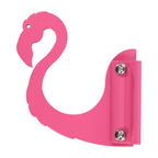 Pink flamingo-shaped wall hook.