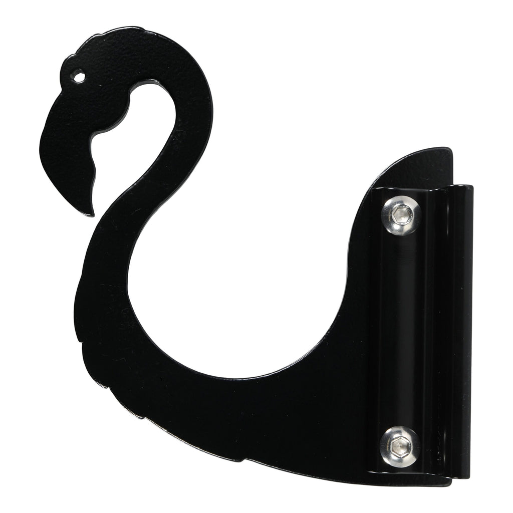 Black swan-shaped decorative wall hook.