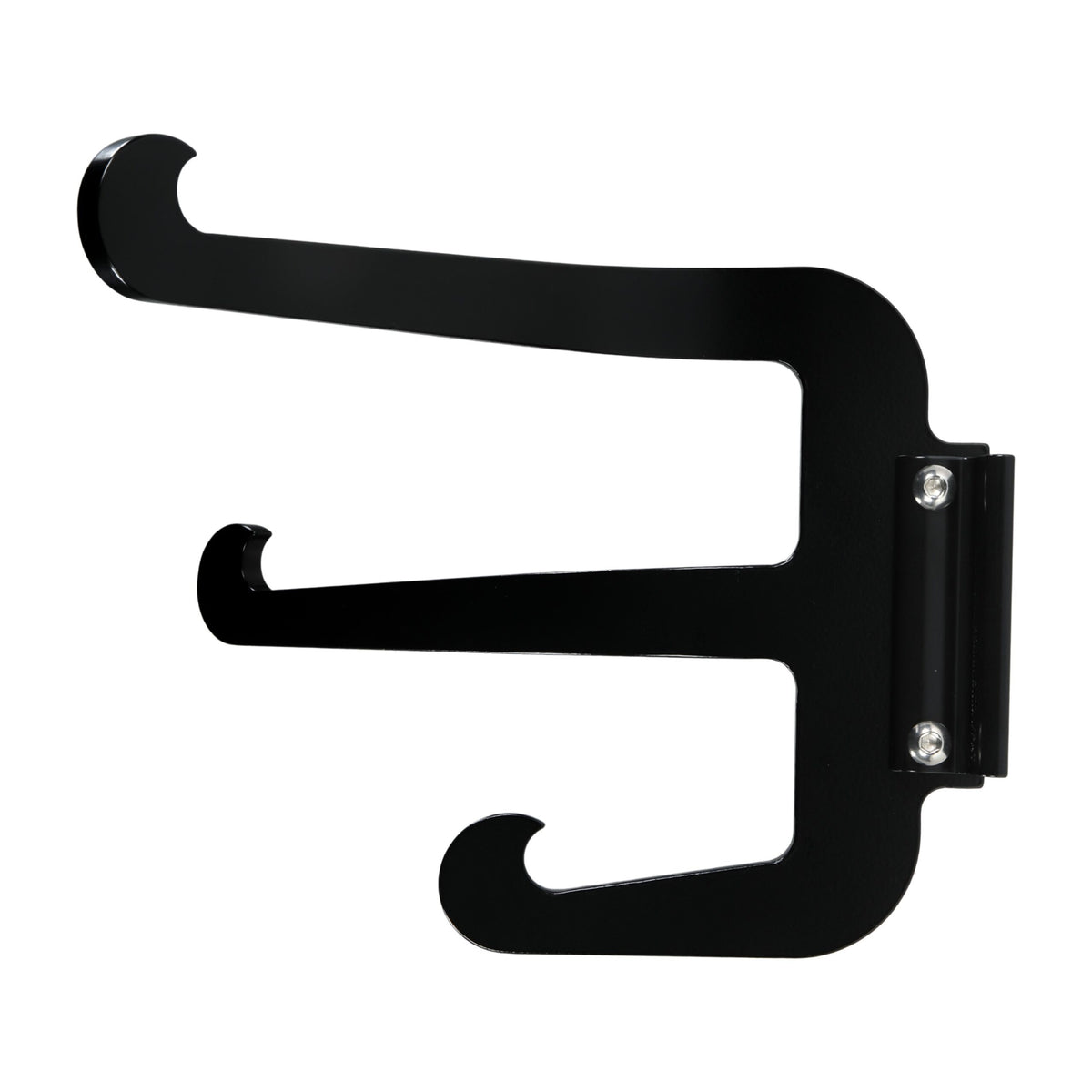 Black wall-mounted metal bracket.