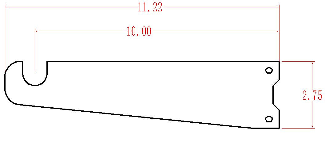 Classic Hanger drawing: 11.22 inch length, 10 inch reach, 2.75 inch single clamp.