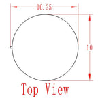 Top view technical drawing of a circle with dimensions.