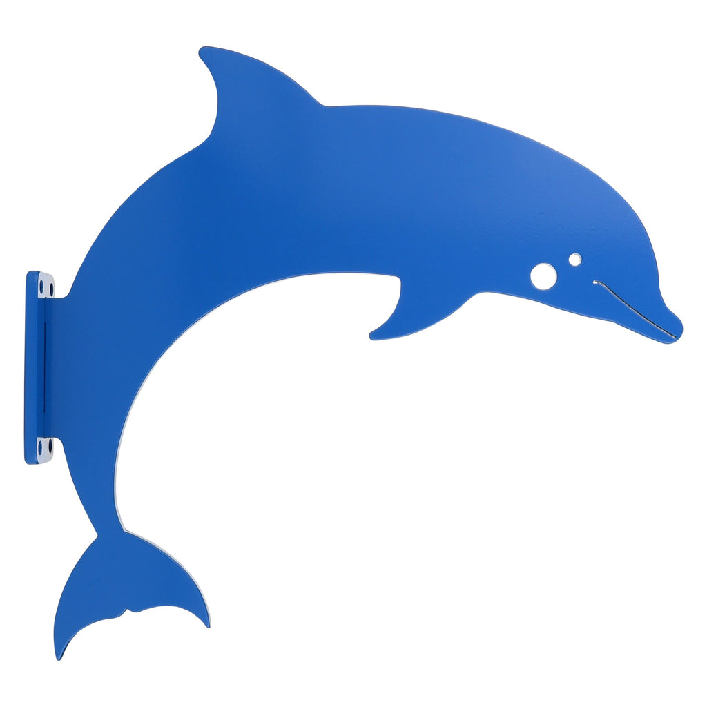 Beach Bag Blue dolphin hanger on a flat wall-mount bracket.