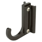 Black metal wall hook isolated on white background.