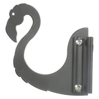 Gray flamingo-shaped doorstop on white background