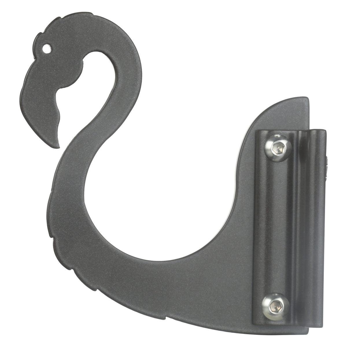 Gray flamingo-shaped doorstop on white background