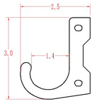 Technical drawing of a bracket with dimensions.