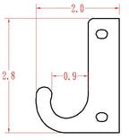 Technical drawing of a hook with dimensions.