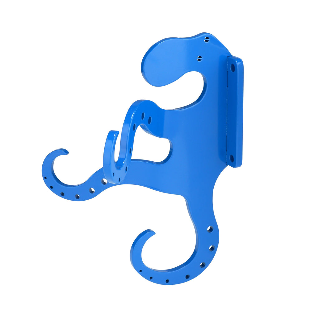 Beach Bag Blue octopus towel hook on wall-mount plate with holes.