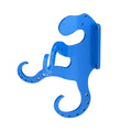 Beach Bag Blue octopus towel hook on wall-mount plate with holes.