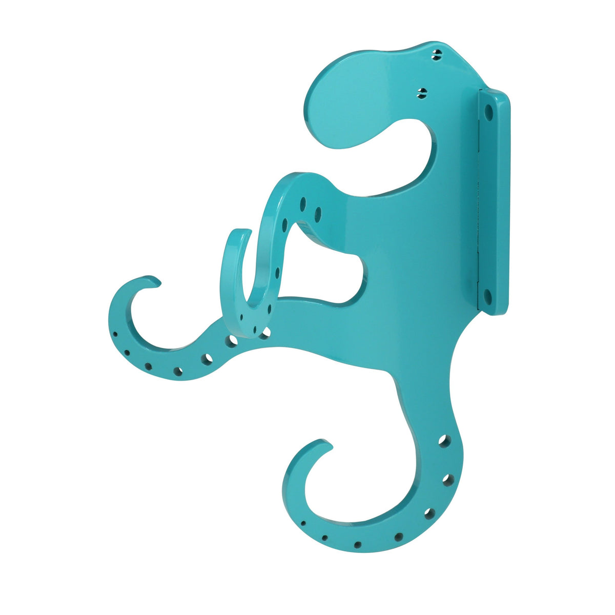 Tranquil Turquoise octopus towel hook on a flat wall-mount plate.