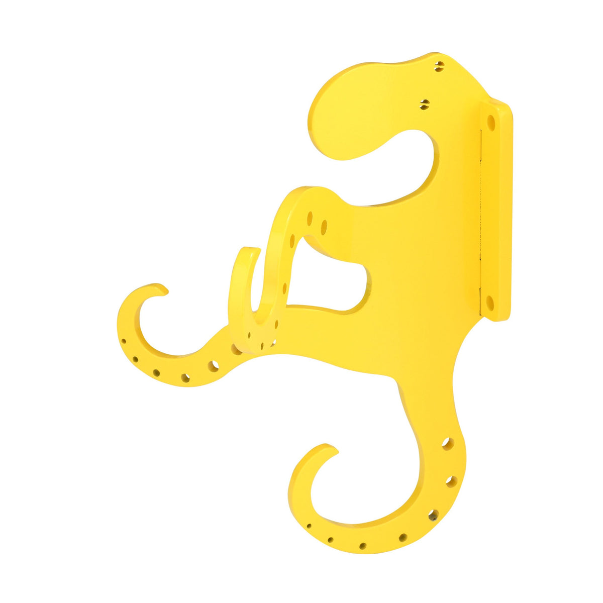 Sunshine Yellow octopus towel hook on a flat wall-mount plate.