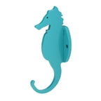 Tranquil Turquoise seahorse hook on a flat wall-mount base.