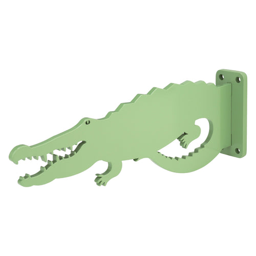 Spanish Moss Green alligator hanger on a flat wall-mount base with screw holes.
