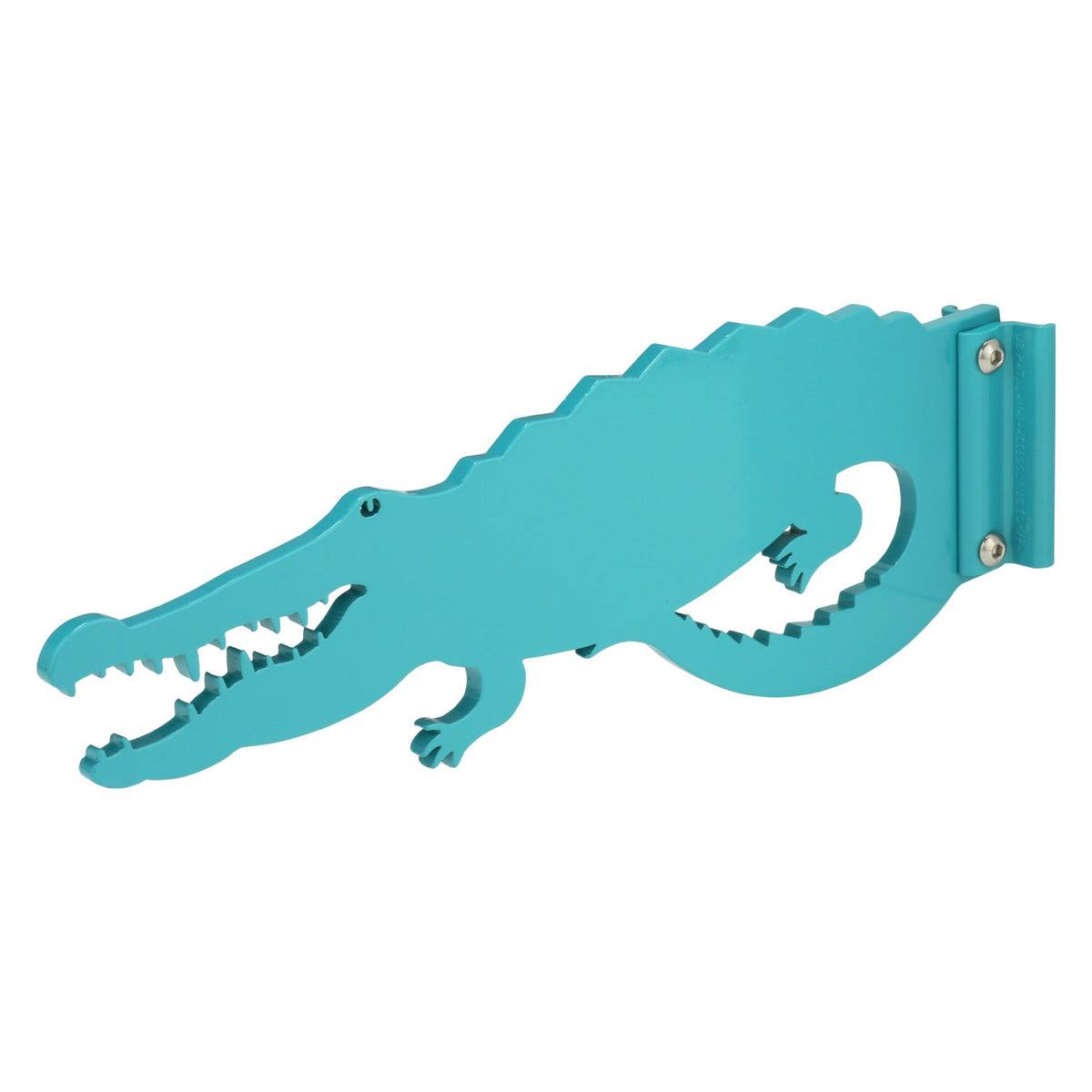 Blue crocodile-shaped wall hook.