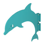 Teal dolphin-shaped wall hook.