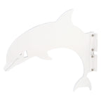 White dolphin-shaped wall decor piece.