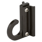 Black wall-mounted metal hook.