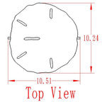 Diagram of object with dimensions and top view label.