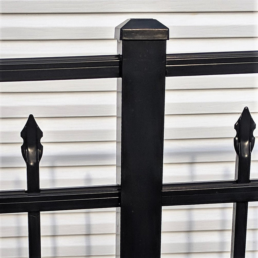 Square aluminum fence post compatible with the Outside Clamp.