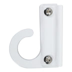 White wall-mounted coat hook.