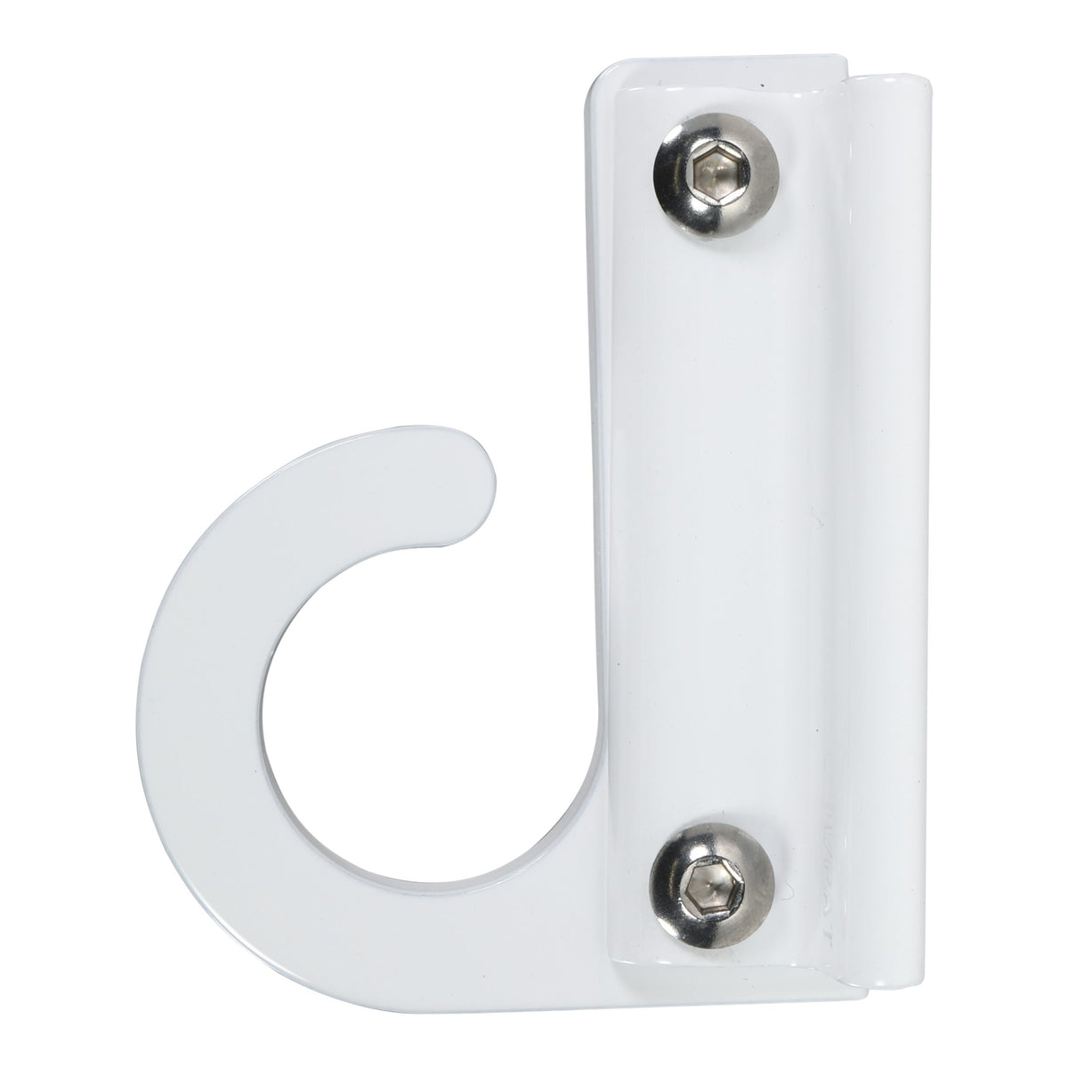 White wall-mounted coat hook.