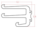 Technical drawing of a wrench with dimensions.