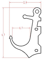 Technical drawing of mechanical part with dimensions.