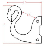 Technical drawing of a swan-shaped bracket with dimensions.